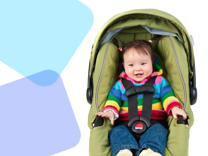 A baby in a car seat