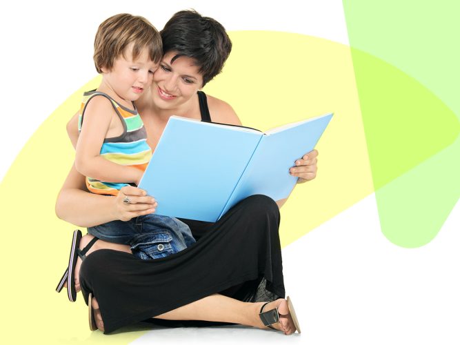 A parent reads with their child