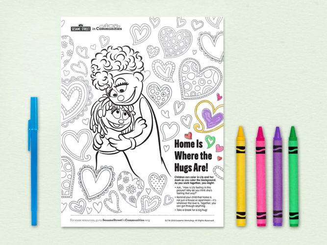 Home is Where the Hugs Are coloring page.