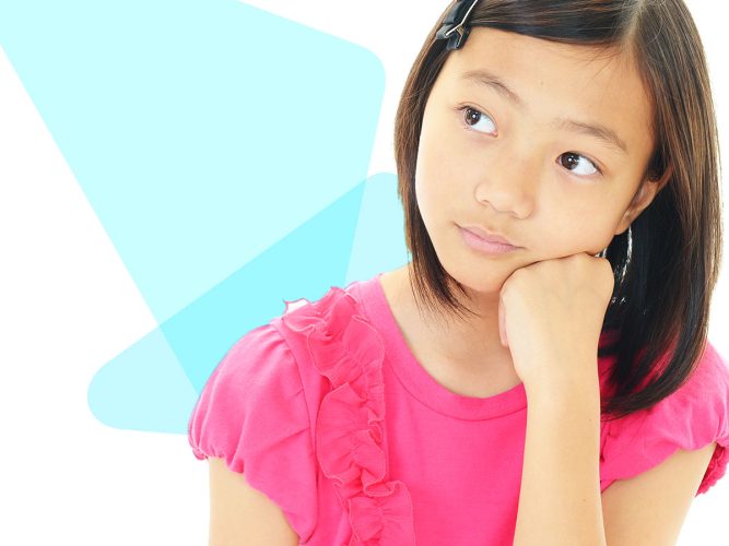 A child looks pensive