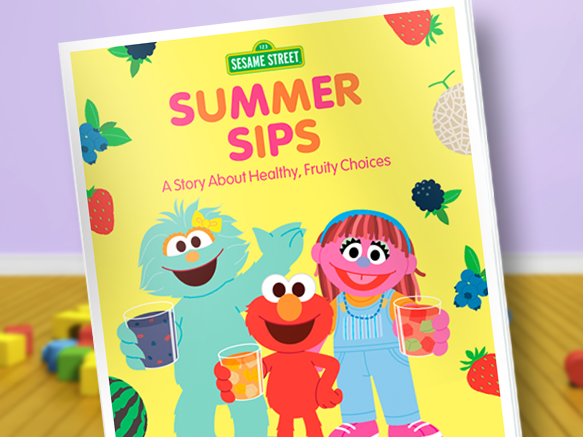 Summer Sips storybook with Rosita, Elmo and Lily.