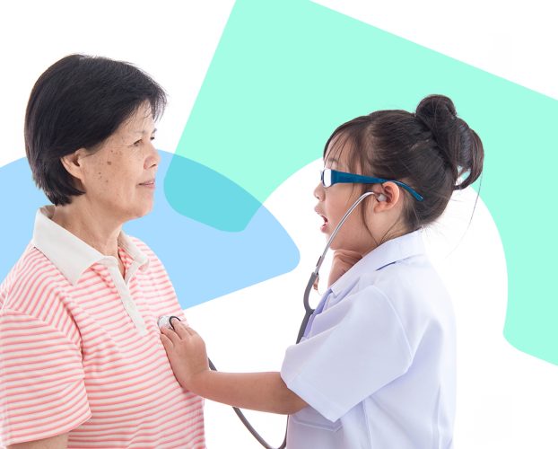 A child playing pretend as a Doctor