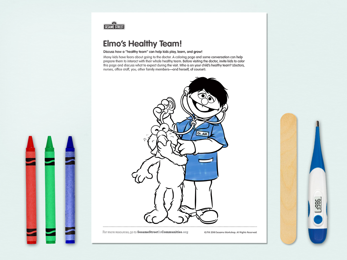 Elmo's Healthy Team Coloring page