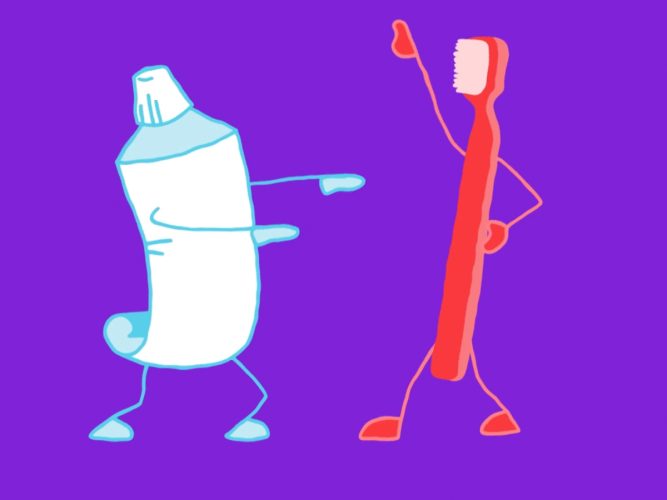 Toothpaste and Toothbrush dancing