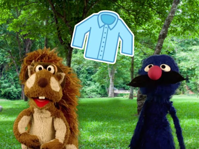 Grover with a squirrel