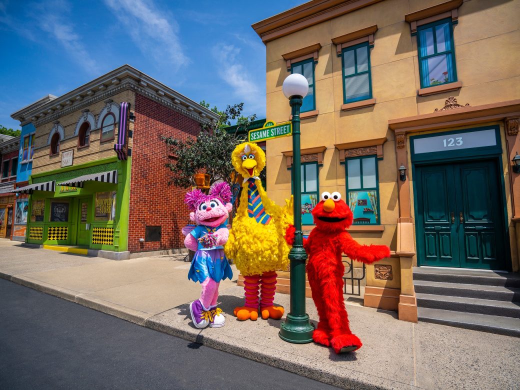 Elmo, Abby and Big Bird at Sesame place.