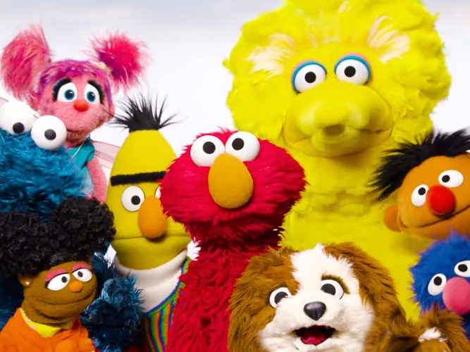 Sesame Street muppets humming Sunny Days.