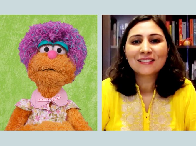 Mae on a video chat.