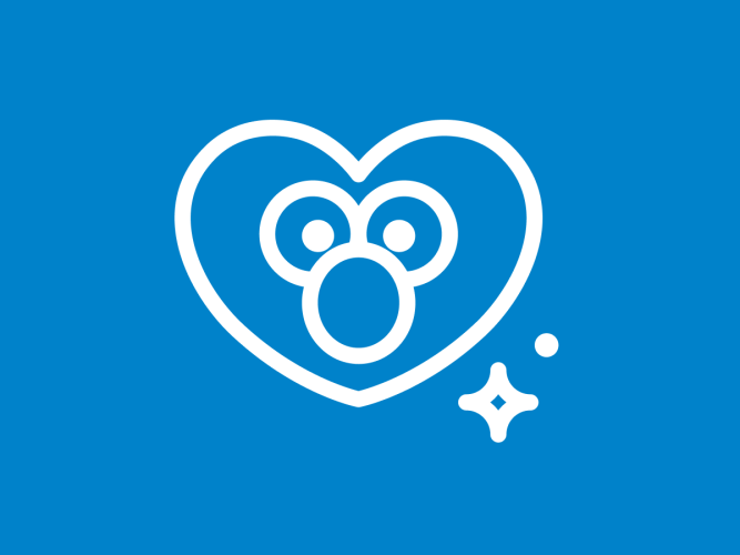 Pictogram of a heart with Elmo's face.