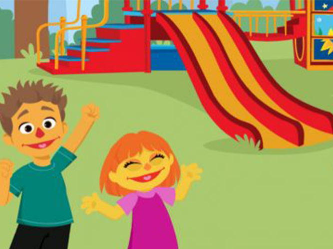 Samuel and Julia in the Playground Pals game.